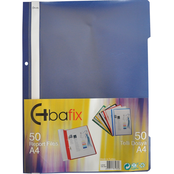Bafix Telli Dosya Plastik Xl Lacivert A4 - 50'li Paket