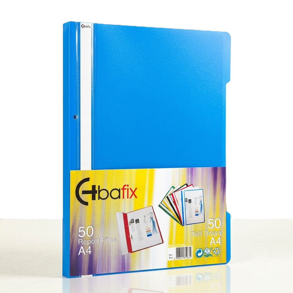 BAFİX TELLİ DOSYA PLASTİK XL MAVİ A4
