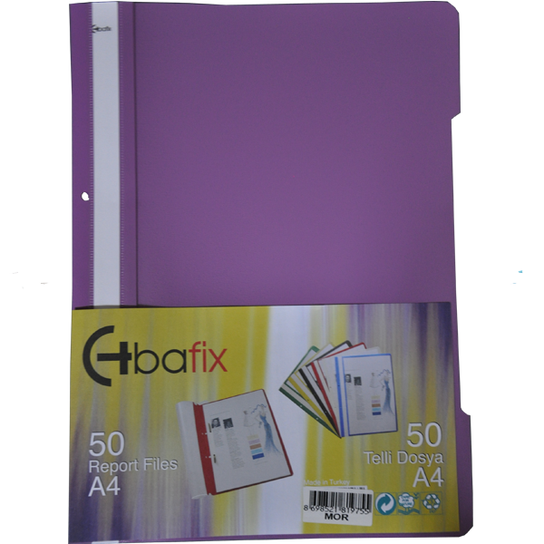 Bafix Telli Dosya Plastik Xl Mor A4 - 50'li Paket
