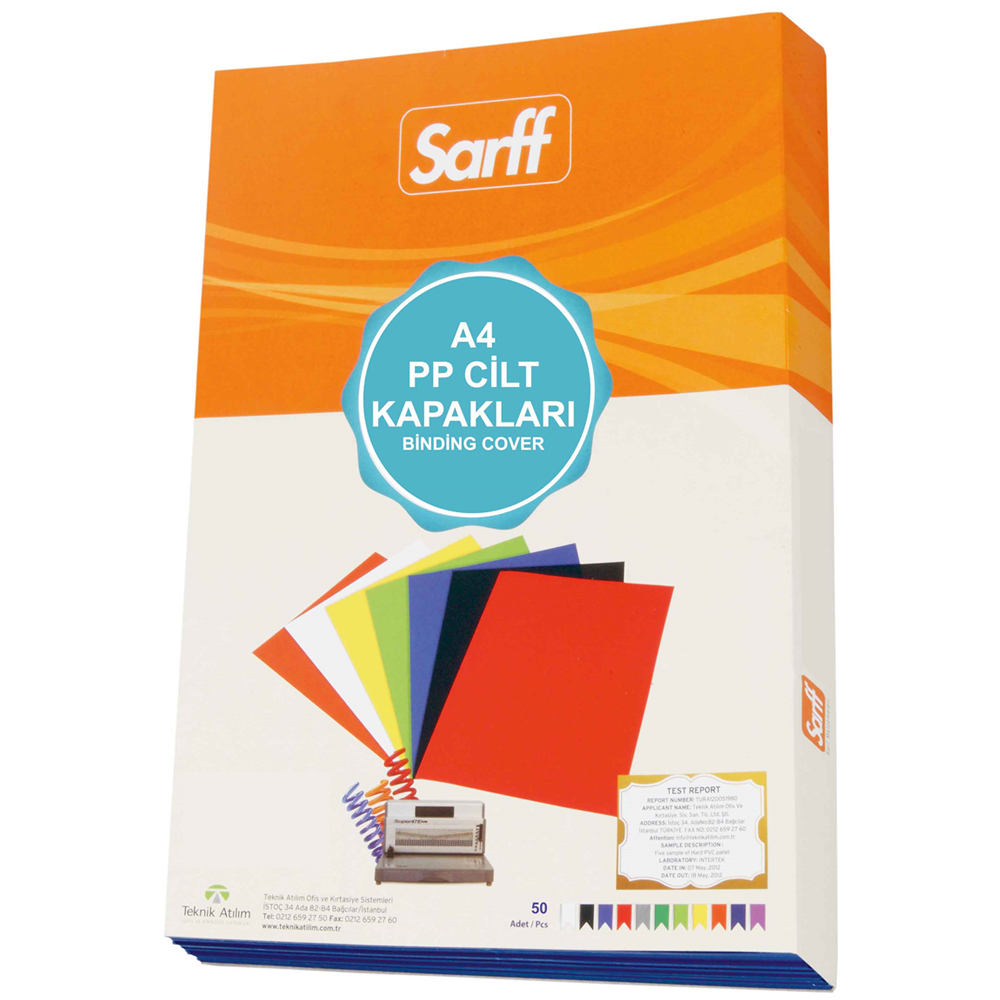 Sarff Cilt Kapağı Plastik Opak A4 450 Mıc Mavi 15201103 - 50'li Paket