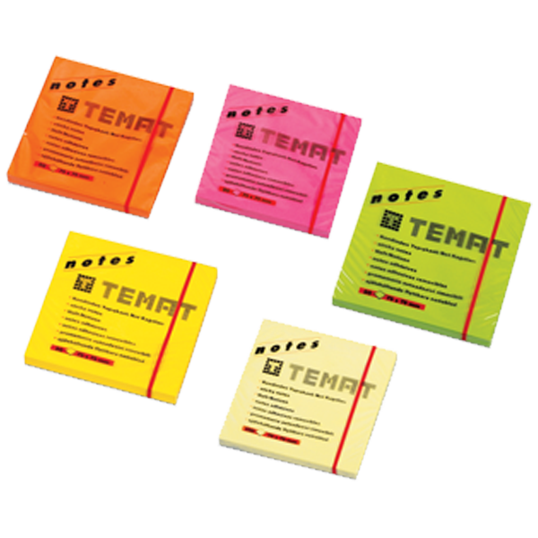 Temat Yapışkanlı Not Kağıdı 75X75 Mm Fosforlu Sarı 11515 - 12'li Paket