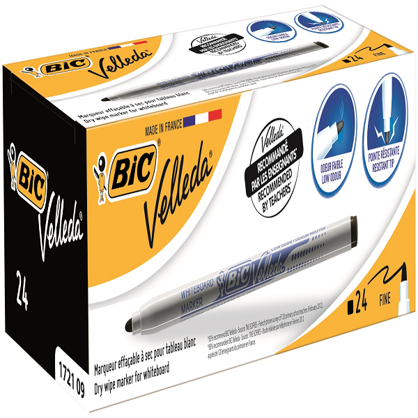 Bic Tahta Kalemi Yuvarlak Uçlu Velleda Siyah 1721 09 - 24'lü Paket