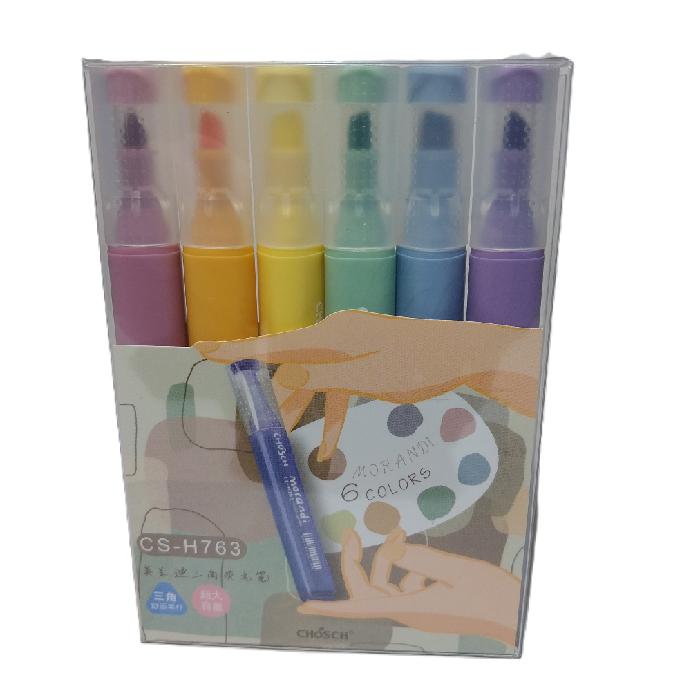 Bafix Fosforlu Kalem Kalem Tipi Chosch 6 Renk 6 Lı Blister Cs-H763