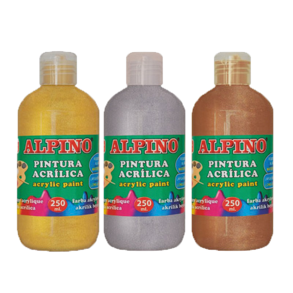 Alpino Akrilik Boya Şişe 250 Ml Metalik Beyaz Dv000120