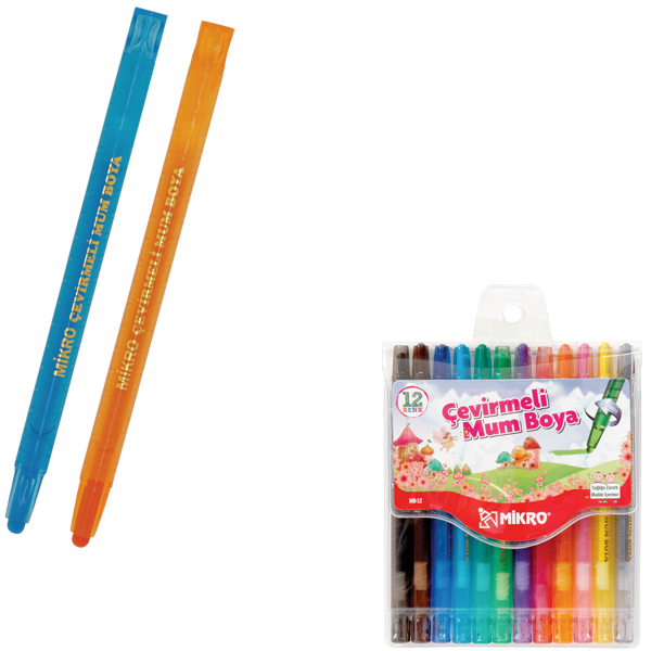 Mikro Pastel Boya Mum Çevirmeli 12 Renk MB-12