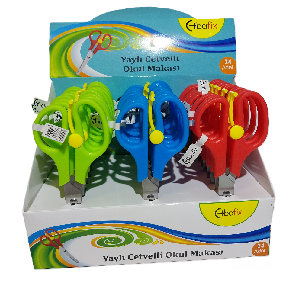 Bafix Okul Makası Cetvelli Yaylı 13,3 Cm Bfx-Sa2025 - 24'lü Paket